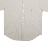 NAUTICA Mens Beige Check Shirt L Cotton Blend Button-Down Collar Short Sleeve