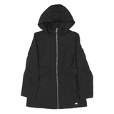 CALVIN KLEIN Womens Black Quilted Hooded Jacket M Polyester Blend Zip Closure