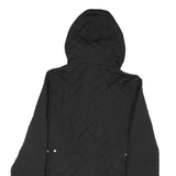 CALVIN KLEIN Womens Black Quilted Hooded Jacket M Polyester Blend Zip Closure