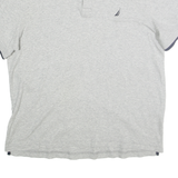 NAUTICA Mens Grey & Navy Short Sleeve Polo Shirt L Classic Cotton Casual Wear