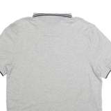 NAUTICA Mens Grey & Navy Short Sleeve Polo Shirt L Classic Cotton Casual Wear