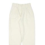 Womens Relaxed Fit Wool Cream Trousers W25 L28 Zip Closure Plain