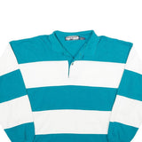 STEEPLECHASE Womens Blue & White Rugby Stripe Collared L Sweatshirt