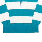 STEEPLECHASE Womens Blue & White Rugby Stripe Collared L Sweatshirt