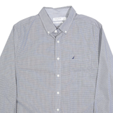 NAUTICA Mens Blue & White Check Shirt XL Button Down Long Sleeve Casual