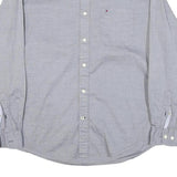 TOMMY HILFIGER Mens Grey Button-Down Cotton Blend Shirt L Casual Comfort