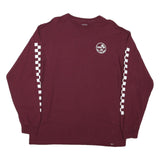 VANS Mens Maroon Long Sleeve Crew Neck Graphic T-Shirt L Cotton Blend Casual
