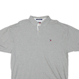 TOMMY HILFIGER Mens Grey Polo Shirt 2XL Cotton Blend Classic Fit Casual