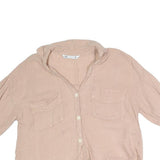 ZARA Womens Beige Basic Shirt 3/4 Sleeve Collared M Cotton Blend Casual