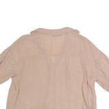 ZARA Womens Beige Basic Shirt 3/4 Sleeve Collared M Cotton Blend Casual