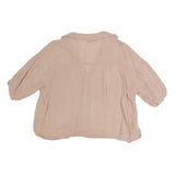 ZARA Womens Beige Basic Shirt 3/4 Sleeve Collared M Cotton Blend Casual