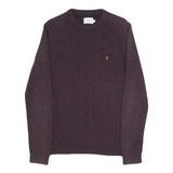 FARAH Mens Maroon Patterned Wool Blend Crew Neck Basic Knit M Jumper