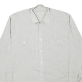 Mens White & Grey Check Cotton Blend Shirt M Classic Button Front Pocket