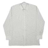 Mens White & Grey Check Cotton Blend Shirt M Classic Button Front Pocket