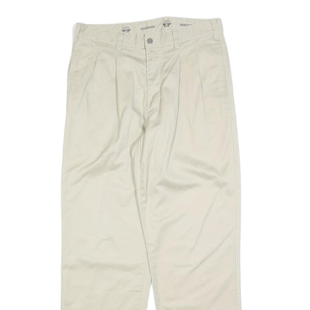 DOCKERS Mens Regular Fit Beige Cotton Blend Zip Trousers W33 L32 Classic