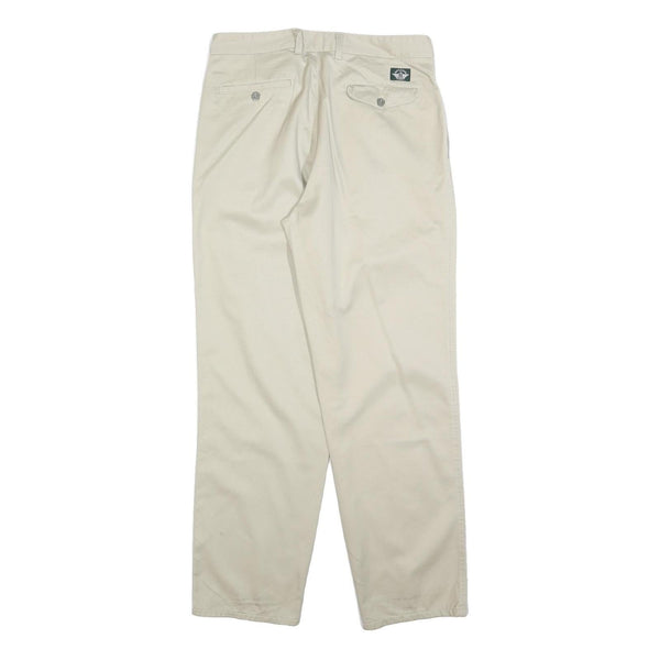 DOCKERS Mens Regular Fit Beige Cotton Blend Zip Trousers W33 L32 Classic