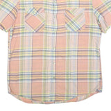 LEVI'S Mens Peach Green & Blue Check Shirt L Casual Summer Short Sleeve