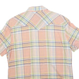 LEVI'S Mens Peach Green & Blue Check Shirt L Casual Summer Short Sleeve