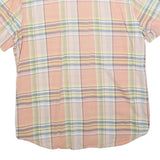 LEVI'S Mens Peach Green & Blue Check Shirt L Casual Summer Short Sleeve