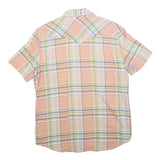 LEVI'S Mens Peach Green & Blue Check Shirt L Casual Summer Short Sleeve