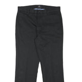 DOCKERS Mens Regular Black Cotton Blend Trousers W31 L27 Zip Closure Classic Fit