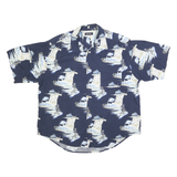 PURITAN Mens Blue Cotton Blend Shirt XL Printed Casual Button-Up