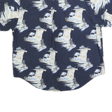 PURITAN Mens Blue Cotton Blend Shirt XL Printed Casual Button-Up