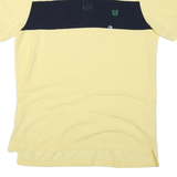CHAPS Mens Yellow & Navy Blue Striped Polo Shirt XL Cotton Blend Short Sleeve