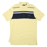 CHAPS Mens Yellow & Navy Blue Striped Polo Shirt XL Cotton Blend Short Sleeve