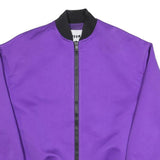 MSGM Mens Purple & Black Bomber Jacket L Polyester Plain Zip Embroidered Back