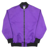 MSGM Mens Purple & Black Bomber Jacket L Polyester Plain Zip Embroidered Back