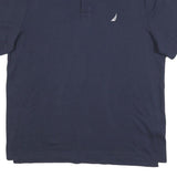 NAUTICA Mens Navy Blue Short Sleeve Plain Polo Shirt L Cotton Blend Comfortable