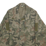 Mens Green Camouflage Military Jacket S Woven Button Closure Tactical Style