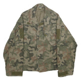 Mens Green Camouflage Military Jacket S Woven Button Closure Tactical Style