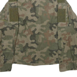 Mens Green Camouflage Military Jacket S Woven Button Closure Tactical Style