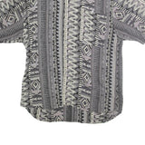 MIX STUDIO Mens Grey Patterned Cotton Shirt M Casual Summer Short Sleeve