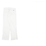 DICKIES Mens White Regular Fit Straight Denim Jeans W30 L31 Workwear Zip Closure