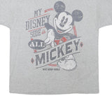 DISNEY Mens Grey My Disney Side Is All Mickey T-Shirt XL Short Sleeve Crew Neck