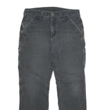 CARHARTT Mens Cotton Black Relaxed Straight Trousers W33 L32 Workwear Durable