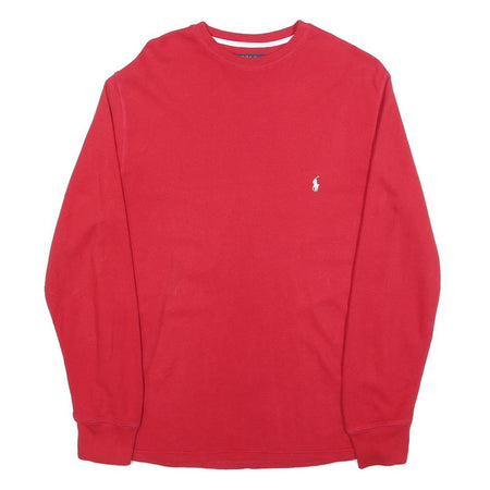 POLO RALPH LAUREN Mens Red Long Sleeve Crew Neck T-Shirt S Cotton Classic