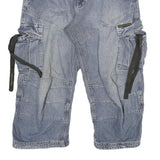 FREEMAN PORTER Mens Blue Casual Cargo Shorts XL W32 Belted Cotton Blend