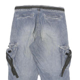 FREEMAN PORTER Mens Blue Casual Cargo Shorts XL W32 Belted Cotton Blend