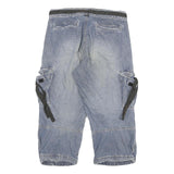 FREEMAN PORTER Mens Blue Casual Cargo Shorts XL W32 Belted Cotton Blend