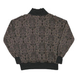 Womens Brown & Black Patterned Sweatshirt Collared L Zip Neck Pullover Casual