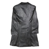 INTERNATIONAL LEATHER Womens Black Leather Button Jacket S Plain Classic Fit