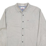HILFIGER DENIM Mens Beige Cotton Blend Shirt L Casual Classic Button Down