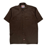 Dickies Short Sleeve Shirt - Large Brown Polyester Blend
