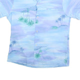 KAI NANI Mens Blue & Green Hawaiian Shirt M Cotton Short Sleeve Relaxed Fit