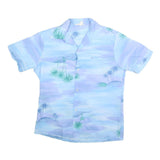 KAI NANI Mens Blue & Green Hawaiian Shirt M Cotton Short Sleeve Relaxed Fit
