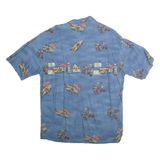 CAMPIA MODA Mens Blue Rayon L Printed Short Sleeve Shirt Retro Style